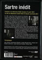 Sartre inedit.  Entretien et temoinages. Entretien a  la television Radio Canada (15 aout 1967). Un film de Madeleine Gobeil-No_l et Claude Lanzmann (60').    Temoinages. J.Daniel/d.Desanti/A.Glucksmann/S.July/Cl.Lanzmann/J.-B.Pontalis/O.Todd.  DVD mutlizones 132 min.