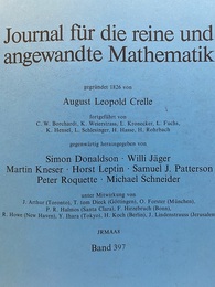 Journal Fur Die Reine Und Angewandte Mathematik : Band 397  