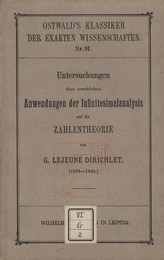 Untersuchungen uber Verschiedene Anwendungen der Infinitesimalanalysis auf die Zahlentheorie.  