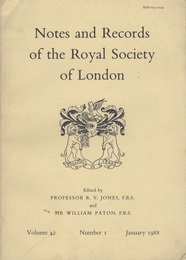 Notes and Records of the Royal Society of London Vol.42 No.1 jan.1988 