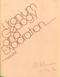 Uranium Geology and exploration : Lecture Notes and References  