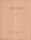 Lectures on Advanced Analytic Number Theory (Reissued 1965)  