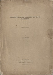 Differential Equations from the Group Standpoint Annals of Mathematics、 2nd Series Vol. 25、 No.4、 June 1924 