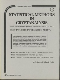 Statistical Methods in Cryptoanalysis (Soft) With (New Added) Problems for the Student 