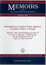 Homogeneous Integral Table Algebras of Degree Three : A Trilogy  