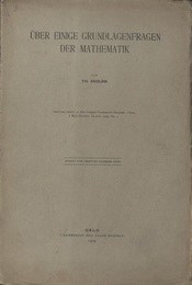 Uber einige Grundlagenfragen der Mathematik  