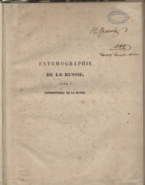 Entomographie de la Russie (Tome V.)Lepidopteres de la Russie. (I.) Nymphalides. (洋) ロシアの昆虫 (Tome.5-1) ロシアの鱗翅目タテハチョウ科 