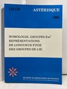 Homologie,Croupes Ext Representions de Longueur Finie des Groupes de Lie  