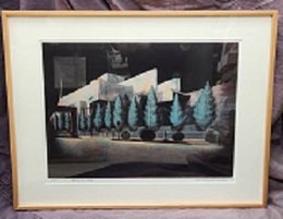 深沢幸雄　版画額　「最高裁の見える風景」 銅版 