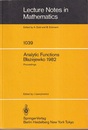 Analytic Functions, Blazejewko 1982 Proceedings 