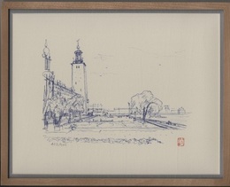 吉村順三　版画額　「ストックホルム市庁舎」 JUNZO YOSHIMURA 