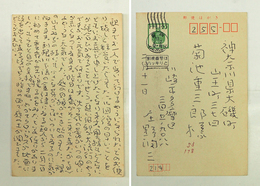 庄野潤三葉書　菊池重三郎宛　ペン書１３行