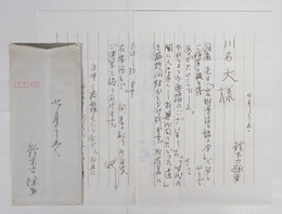 鈴木六林男書簡　川名大宛　ペン書２枚　封付（住所表記無）　『…所有者ハ斎藤（西東）家でございますので…』