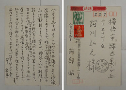 阿部昭葉書　阿川弘之宛ペン書８行