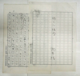 岡井隆草稿　『怖しい場所』　鉛筆書二百字詰１１枚完　１枚目は題字と署名のみ