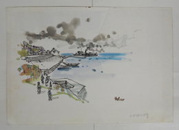 下高原健二装幀画稿　水彩画　『二十四の瞳／壺井栄』昭４２・６春陽文庫の表紙画稿