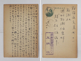 上林暁葉書　週刊新潮編集部「掲示板」宛　ペン書１１行　名前はスタンプ