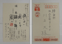 鈴木六林男年賀状　川名大宛　ペン書１１行　「…いいかげんな原稿の中で貴筆は光っています。」　名前は印刷