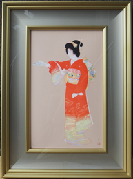 上村松園リトグラフ『序の舞』　限三百　額装　画寸５００×３１０ミリ（額サイズ７１５×５２５ミリ）　工房／Ｋ・Ｔ・Ｍ・ｐｒｉｎｔｅｒｓ