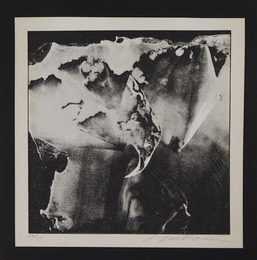 司修石版画「洪水はわが魂に及び」　限３５　１、鳥は宇宙の…　サイン入　　台紙貼付　少日焼