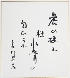 戸川幸夫色紙　『虎の棲む　杜水無月の　匂ひかな』　毛筆書