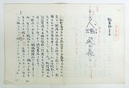 神坂次郎草稿　『散華抄　第十九話　人魂飛ぶ夜に』　署名無　ペン書四百字詰２０枚完（名前入専用原稿用紙）