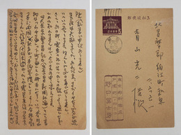 野口冨士男葉書　青山光二宛　少痛補修有　ペン書１１行　署名はスタンプ印