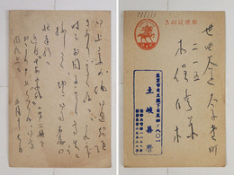 土岐善麿葉書　木俣修宛　ペン書７行　署名はスタンプ印　戦前