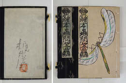 繪本蟲問答　限５０帙　帙に梶山の毛筆署名落款入　表紙に肉筆画入