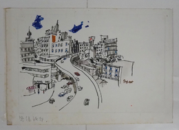 下高原健二装幀画稿　水彩画　『感傷旅行／田辺聖子』昭４３・９春陽文庫の表紙画