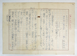 梶山季之草稿　『のるか・そるか　生活の知恵（六）』　ペン書四百字詰４枚完　署名は別人の筆