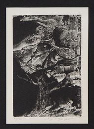 司修石版画「洪水はわが魂に及び」　限３０　４、幻として…　サイン入　　台紙貼付