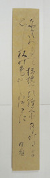 塚本邦雄短冊　『ときめきて桔梗ぞ開く少年の日に見し秋の色やいづこに』毛筆書