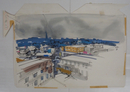 清野清二装幀画稿　水彩画　『執行猶予／小山いと子』昭３８・１２春陽文庫の表紙画稿