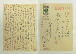 庄野潤三葉書　菊池重三郎宛　ペン書１３行