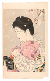 現代美人風俗五態　花吹雪　Five Customs of Modern Beauties / Shower of Blossoms