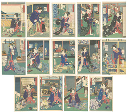 深川仮宅全盛揃　An Assortment of Beauties of the Highest Popularity in Temporary Quarters in Fukagawa