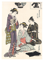 当世遊里美人合 叉江涼【復刻版】　Collection of contemporary beauties in the gay quarters/Cooling off at Nakazu  【Reproduction】