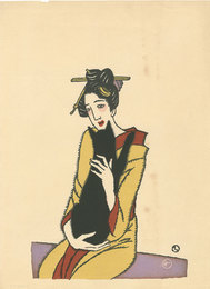 黒猫を抱く女　Woman Holding a Black Cat