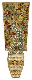 自筆羽子板　渓流　Mountain stream