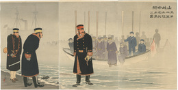 山地中将第二軍率金州半島上陸之図　Liutenant Generral, Yamaji Landing at Jin-Zhou Peninsula with his Army