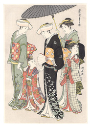 風俗東之錦　姫君と侍女四人【復刻版】　Current Manners in Eastern Brocade /A noble little girl with four maids【Reproduction】