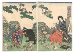 金太郎遊　Kintaro at Play