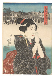 夜参り八景　かぐら坂　Eight Views of Night Visits to Temples and Shrines / Kagurazaka