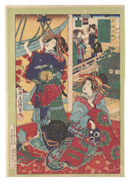 名妓比較　稲本楼内 小稲 濃紫　Contest of Noted Courtesans / Koina and Koimurasaki of the Inamoto-ro