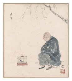 自筆画色紙　Painting