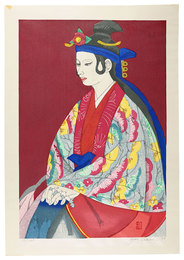 出を待つ（琉球舞踊家佐藤太圭子像）　Waiting to Go on Stage (Takeko Sato, Ryukyu Dancer)