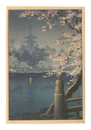 猿沢池畔夜桜図　Cherry Blossoms at Night at Sarusawa Pond