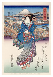 美人東海道　江戸日本橋【復刻版】　Tokaido Beauties / Edo Nihonbashi【Reproduction】