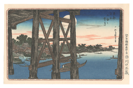 東都名所　両国之宵月【復刻版】　Famous Places in the Eastern Capital / Evening Moon at Ryogoku Bridge【Reproduction】